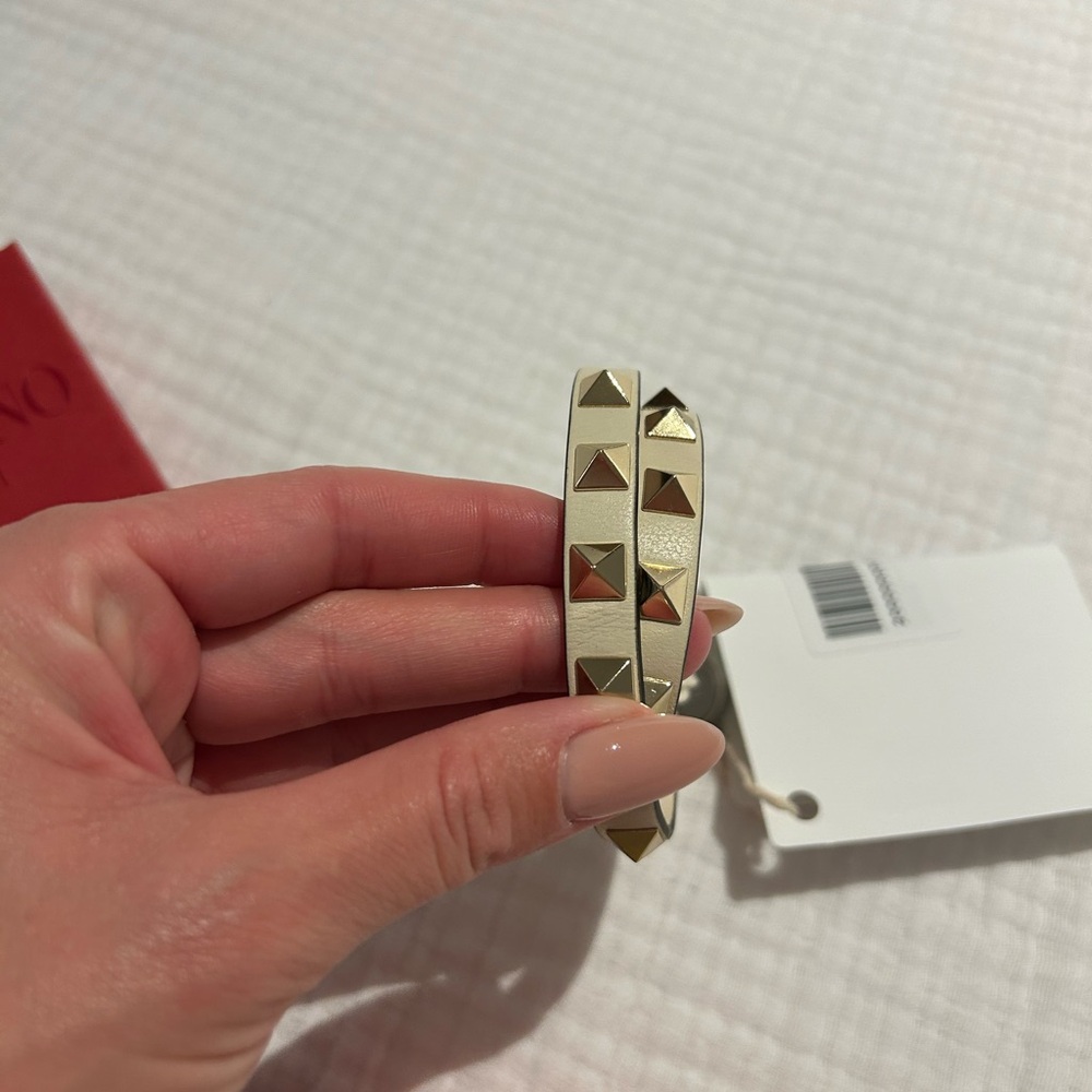 Valentino Cream and Gold Studded Bracelet